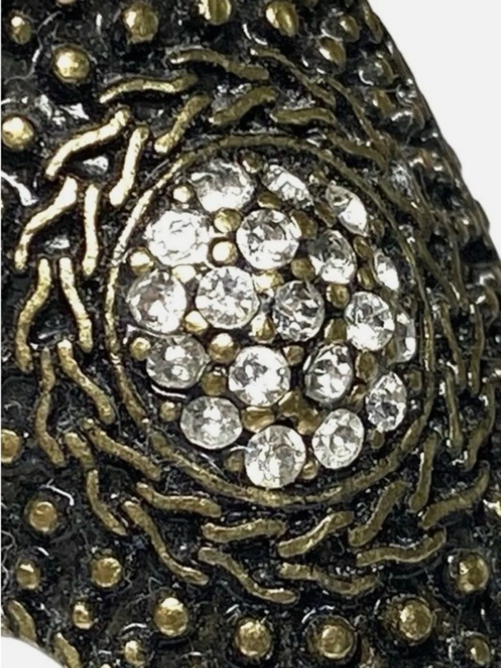 Premier Designs Black and Gold Crystal Dome Statement Ring Sz 8